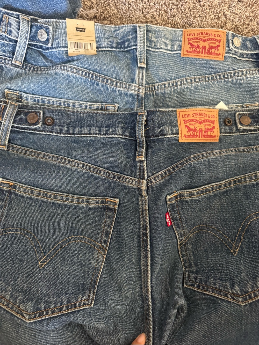Levi's High Waist Women's CINCH Denim Shorts - Light Blue to Dark Blue Washes - Picture 2 of 10